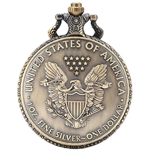 Estatua de la libertad, moneda conmemorativa, monedas de un dólar, coleccionables, reloj de bolsillo de cuarzo de los Estados Unidos de América, cadena de 30 cm