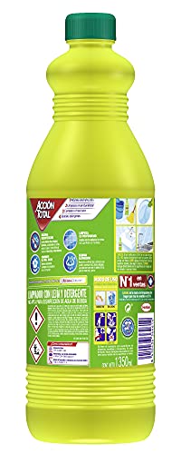 Estrella 2 en 1 Lejía con Detergente Limón, Desinfección y limpieza sin huella para el hogar - 1,35 litros