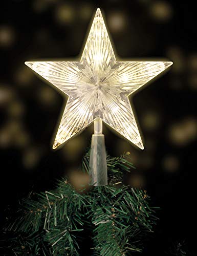 Estrella para árbol de Navidad con 10 luces LED con enchufe eléctrico – 18 x 22 cm – iluminada en blanco cálido – estrella estrella para árbol de Navidad