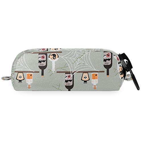 Estuche de lona con cremallera para lápices de Halloween, bolsa de maquillaje cosmético, bolsa de manualidades