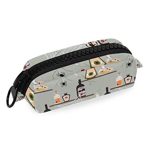 Estuche de lona con cremallera para lápices de Halloween, bolsa de maquillaje cosmético, bolsa de manualidades