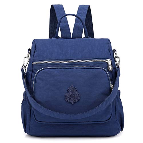 Estwell Mochila Mujer Casual Bolso Mochila Antirrobo Impermeable Nylon Mochila Escuela Multifuncional Gran Capacidad Bolso Bandolera Mochila de Viaje, Azul Oscuro