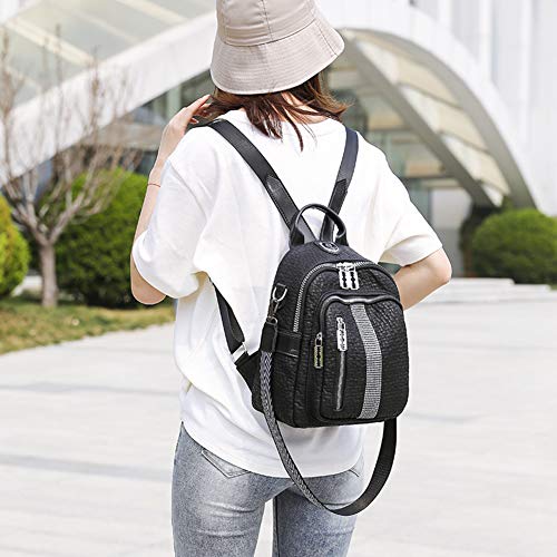 Estwell Mochila Mujer Moda Casual Mochila Pequeña Impermeable Cuero PU Bolso Bandolera Daypack Multifuncional Bolso Mochila para Escuela Viaje Trabajo, Negro