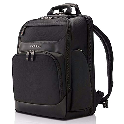 Everki Onyx - Elegante mochila para portátiles de hasta 17,3" con sistema patentado de protección de esquinas, solapa para el trolley, compartimento de protección RFID, compartimento rígido para gafas