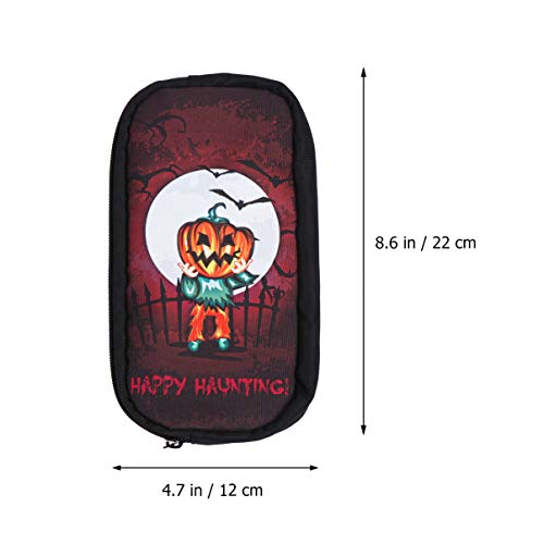 EXCEART Patrón de Calabaza de Halloween Bolsa de Papelería Portátil Estuche de Lápices Bolsa de Cosméticos para Estudiantes Niños Mujeres