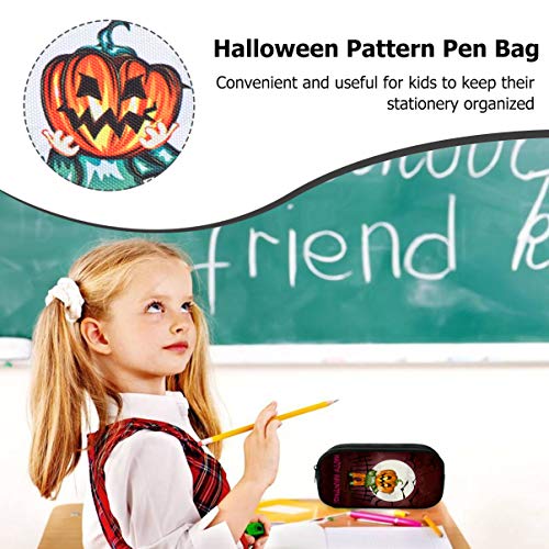 EXCEART Patrón de Calabaza de Halloween Bolsa de Papelería Portátil Estuche de Lápices Bolsa de Cosméticos para Estudiantes Niños Mujeres