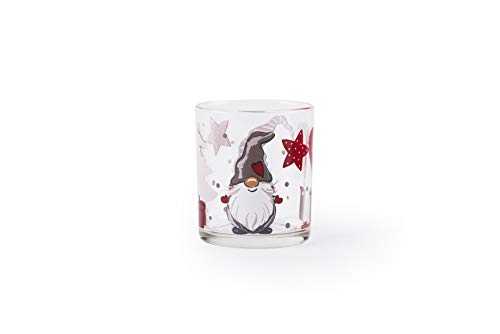 Excelsa Gnomo - Juego de 3 vasos navideños - Vasos de vidrio - Capacidad 250 ml