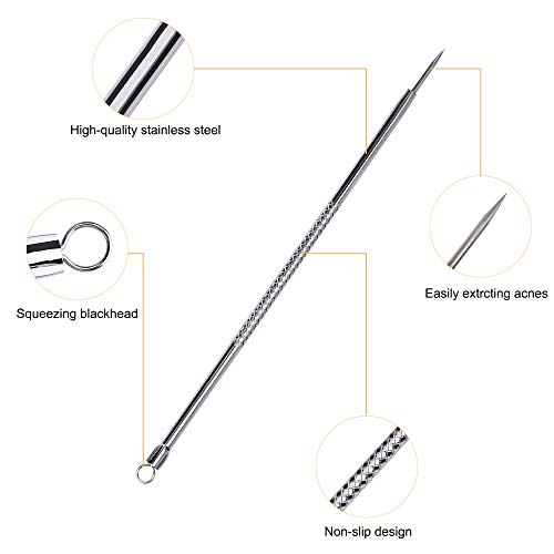 Extractor de Puntos Negros Herramientas para Eliminar de Acné Acero Inoxidable Limpiador Removedor de la Espinilla Agujas 7 Piezas