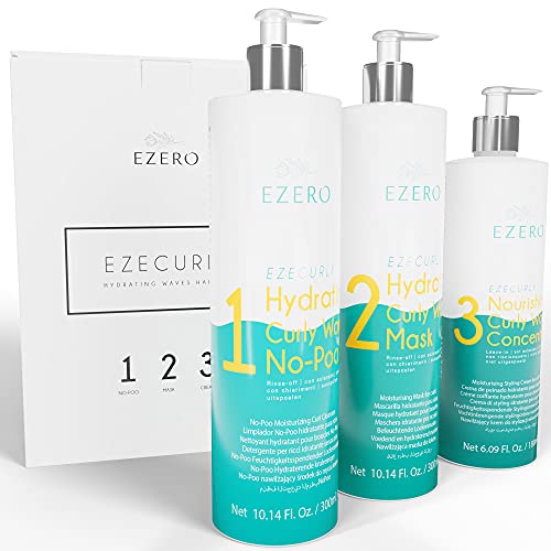 EZERO Metodo Curly Girl Productos Con Champu Pelo Rizado (No-poo), Mascarilla Pelo Rizado Y Crema Activador De Rizos Metodo Curly - Producto Profesional - Sin Sulfatos Ni Parabenos - Vegano