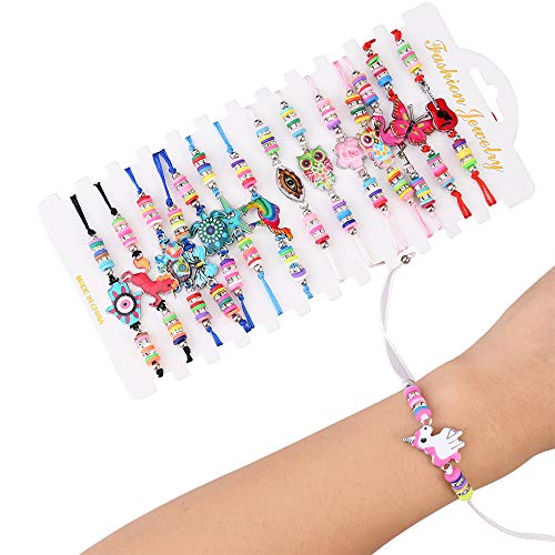 Faburo 15 Piezas Pulsera Amistad Pulsera Niña, Niña Pulsera Unicornio Trenzada Brazalete Joyería Niña Amistad Pulsera de Animales para Niña Regalo de Cumpleaños de Fiesta