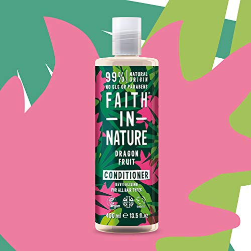 Faith in Nature Acondicionador Natural de Fruta del Dragón, Revitalizante, Vegano y No Testado en Animales, sin Parabenos ni SLS, para Todo Tipo de Cabello, 400 ml