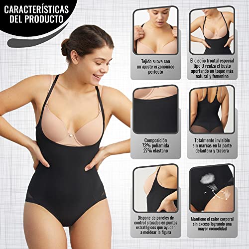 Faja Reductora para Mujer - Body reductor - Lencería Moldeadora - Levanta Glúteos - Fajas reductoras mujer - Shapewear - Regalo - lenceria mujer sexy - faja embarazada - corsé (XL, NEGRO)