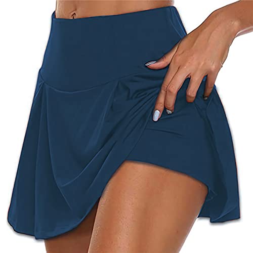 Faldas Pantalón Deportiva de Tenis 2 En 1 Mujer Cortas Ropa TenisRespirable Falda de Golf Pilates Fitness Correr Deporte