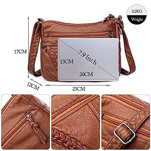 FANDARE Moda Bolso Bandolera Mujer Bolso Movil Mujer Bolso de Hombro Bolso de Mano de Mujer Cruzado de Cuero PU Bolso de Mensajero Bolso Movil Crossbody Bag marrón