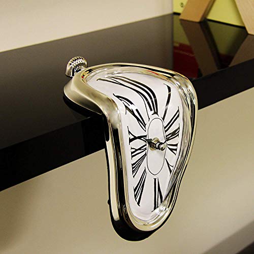 FAREVER Reloj de fusión, Salvador Dali reloj derretido para decoración en el hogar, oficina, escritorio, mesa divertida, regalo creativo, dorado