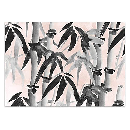 Feeby Papel Pintado Exótico Bambú Acuarela 368x254 cm blanco y negro Fotomurales Decoración De Pared Moderna Fotográfico Baño Cocina Dormitorio Oficina Plantas Tropicales Abstracto