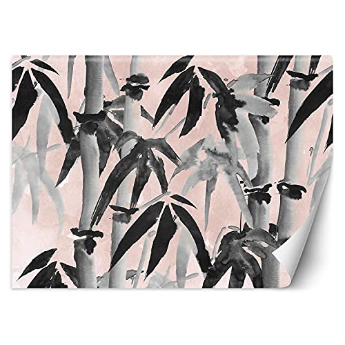 Feeby Papel Pintado Exótico Bambú Acuarela 368x254 cm blanco y negro Fotomurales Decoración De Pared Moderna Fotográfico Baño Cocina Dormitorio Oficina Plantas Tropicales Abstracto