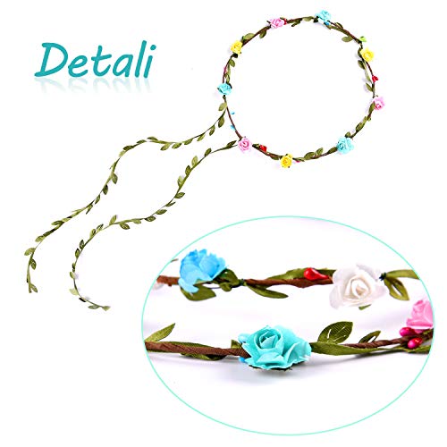 FEPITO 16 Pcs Corona de Flores Flor Venda Guirnalda Floral Guirnalda Venda para Festival Fiesta de Bodas Accesorios para el Cabello