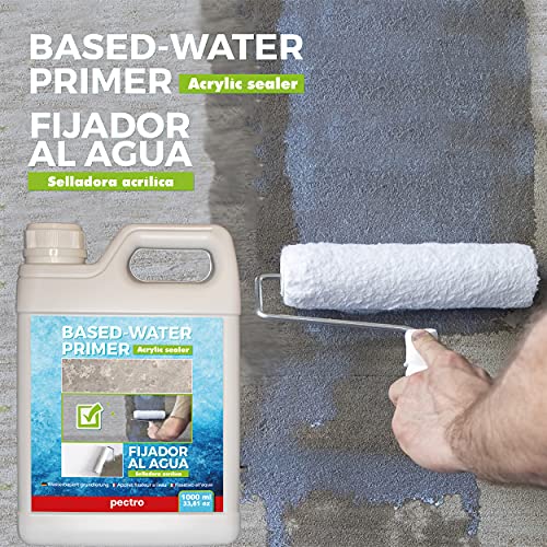 Fijador al agua Pectro 1000ml - Imprimacion pintura paredes - Selladora acrílica para fijar la pintura en superficies porosas, pintadas o de obra nueva - Adherente antihumedad