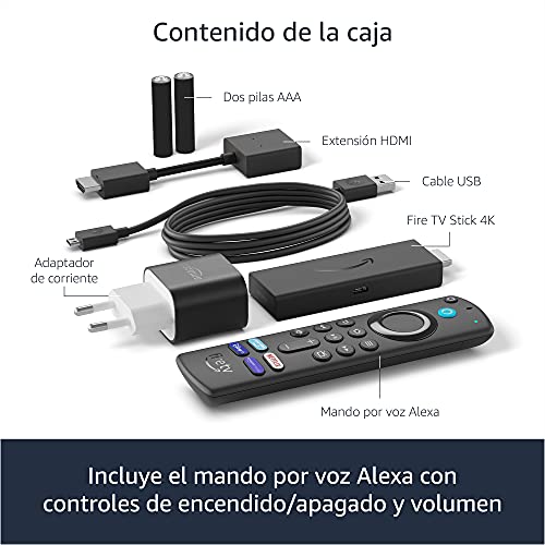 Fire TV Stick 4K con mando por voz Alexa (incluye controles para el televisor)