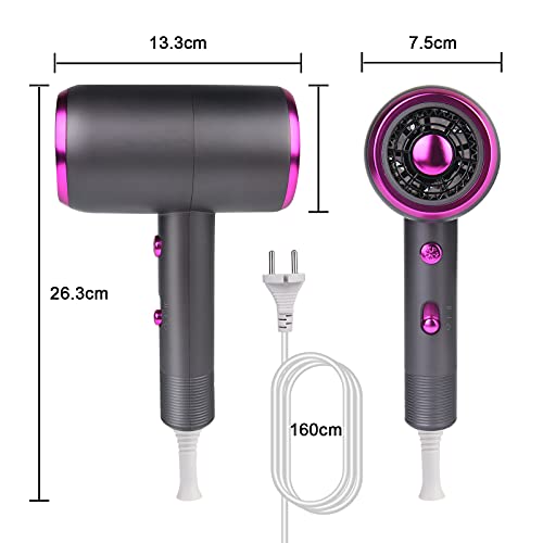 flintronic Secador de pelo profesional, secador de pelo iónico de 1800 W, 3 ajustes de temperatura con 1 difusor magnético adecuado para la reparación del cabello, viajes, peluquería