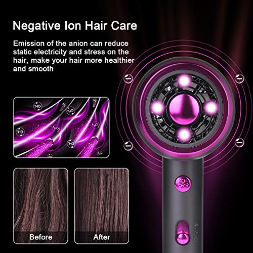 flintronic Secador de pelo profesional, secador de pelo iónico de 1800 W, 3 ajustes de temperatura con 1 difusor magnético adecuado para la reparación del cabello, viajes, peluquería