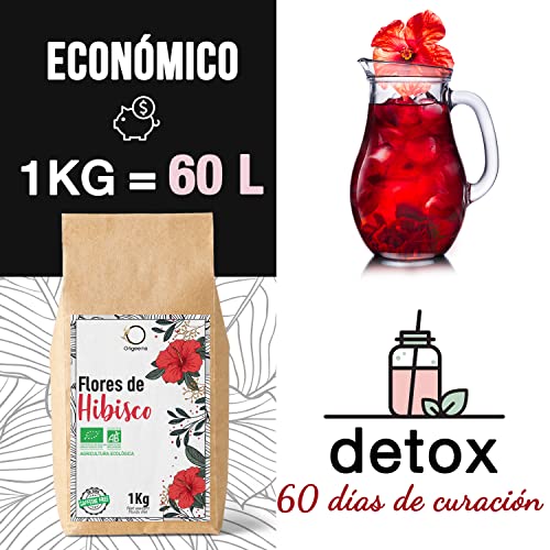 🌺 Flor de Jamaica BIO 1kg | Flor de Hibisco Ecológico por Te Frio, Agua de Jamaica, Infusion | Te de Hibisco organico por Dieta Detox Drenante