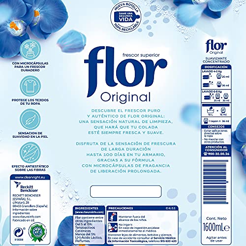 Flor Original - Suavizante concentrado para la ropa, aroma Original