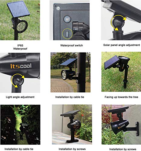 Foco Solar colores, Itscool LED Luz Solar Jardín 9 Colores con Control Remoto para Jardín (2 Unidades)