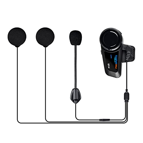 FODSPORTS FX6 Intercomunicador Casco Moto Auriculares 5.0 Bluetooth Manos Libres con Navegación GPS por Voz,Función FM,Comunicador 6 Jinetes Simultáneamente,Operación de una tecla