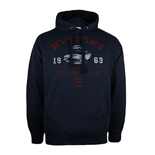 Ford Mustang The Boss Is In Hoodie Sudadera con Capucha, Armada, X-Large para Hombre