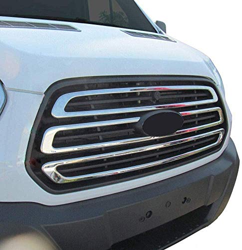 Ford Transit MK8 2014-2019 - Rejilla frontal de acero inoxidable cromado, 3 piezas