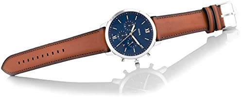 FOSSIL Reloj para Hombre Neutra Chrono, Caja de 44 mm, Movimiento de Cronógrafo de Cuarzo, Correa de Piel, Castaño Claro