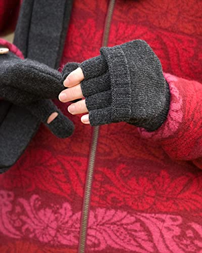 Foster-Natur, Guantes de lana para hombre y mujer con solapa, 100% lana merino antracita 9