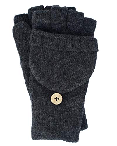 Foster-Natur, Guantes de lana para hombre y mujer con solapa, 100% lana merino antracita 9