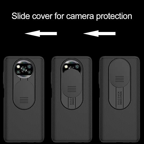 Funda para Xiaomi Poco X3 NFC/Xiaomi Poco X3 Pro, Protección de la cámara Carcasa Cubierta de cámara Deslizante Proteger Ultra-Delgado Híbrida PC Anti-Choque Anti-arañazos - Negro