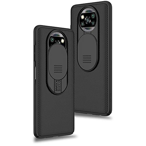 Funda para Xiaomi Poco X3 NFC/Xiaomi Poco X3 Pro, Protección de la cámara Carcasa Cubierta de cámara Deslizante Proteger Ultra-Delgado Híbrida PC Anti-Choque Anti-arañazos - Negro