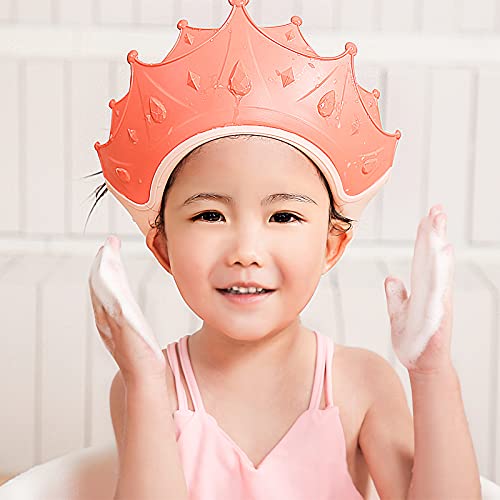 FUSACONY Gorro de Ducha Bebé, Ajustable para Gorro de Ducha para Bebés Gorro de Baño para Bebés, Protege Los ojos y las orejas para Niños,Visera Baño Bebé, de 6 Meses a 9 Años (Rosa)