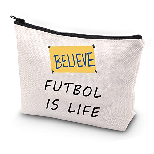 Futbol is Life Bolsa de maquillaje Believe Ted Programa de TV, regalos para jugador de fútbol, bolsa de fútbol para fanático del fútbol, regalo