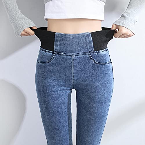 FWJSDPZ Cintura Elástica Y Abdomen Jeans Mujeres De Manantial Y De Verano De La Mujer De La Cintura Alta De La Cintura De La Cintura De La Cintura Delgado Aplastados Pantalones