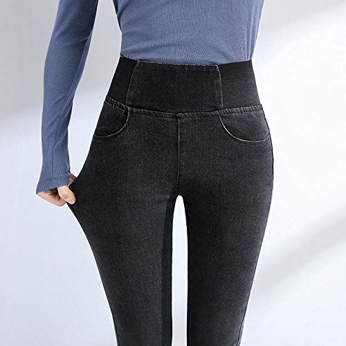 FWJSDPZ Cintura Elástica Y Abdomen Jeans Mujeres De Manantial Y De Verano De La Mujer De La Cintura Alta De La Cintura De La Cintura De La Cintura Delgado Aplastados Pantalones