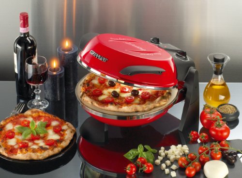 G3Ferrari Delizia G3 Ferrari Forno, Pizza Express Original con Placa de Piedra refractaria (ø 31 cm), Color, 1200 W, 1 Liter, 0 Decibeles, Acero Inoxidable, Negro, Rojo