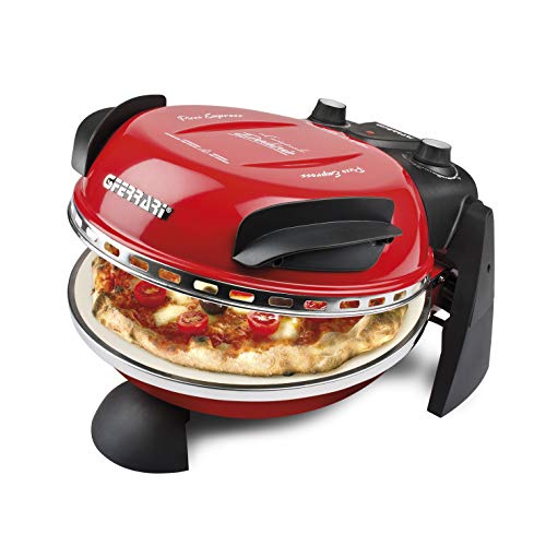 G3Ferrari Delizia G3 Ferrari Forno, Pizza Express Original con Placa de Piedra refractaria (ø 31 cm), Color, 1200 W, 1 Liter, 0 Decibeles, Acero Inoxidable, Negro, Rojo