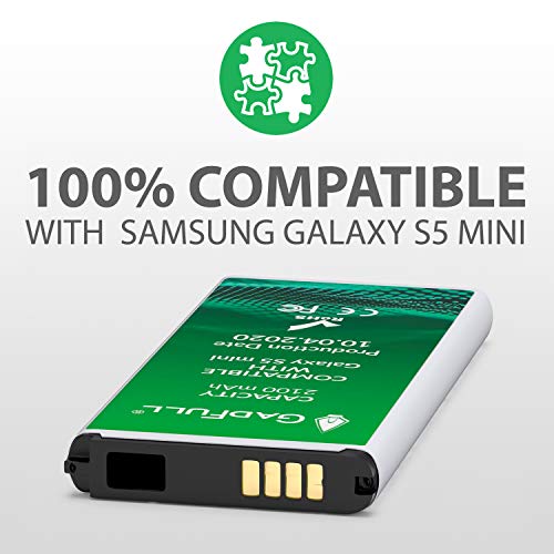 GadFull Batería de reemplazo para Samsung Galaxy S5 Mini | 2020 Fecha de producción | Corresponde al Original EB-BG800BBE | Compatible con SM-G800F | Duos SM-G800H batería de Repuesto