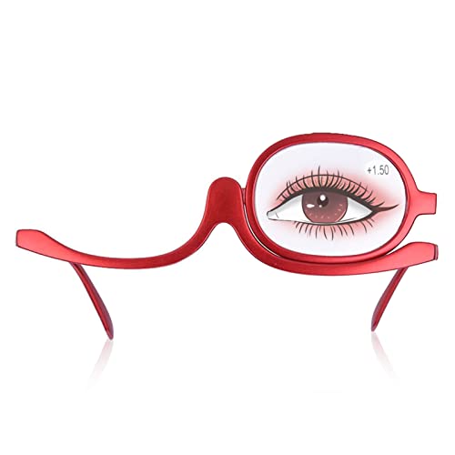 Gafas de maquillaje con aumento de ojos, gafas de maquillaje giratorias para mujer, herramienta esencial de maquillaje(rojo 2)