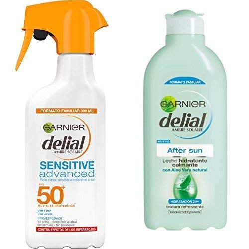 Garnier Delial Niños Spray Protector Solar IP50+ - 300 ml + After Sun Leche Hidratante Calmante - 400 ml