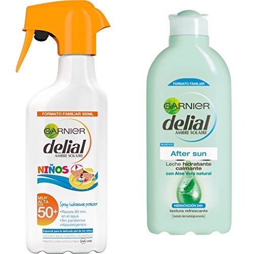 Garnier Delial Spray Protector Niños IP50 con Leche Hidratante After Sun - Total: 700 ml