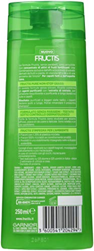 Garnier Fructis – Champú fortificante para cabellos grasos – Purifica y equilibra el cuero cabelludo – 250 ml – [paquete de 4]