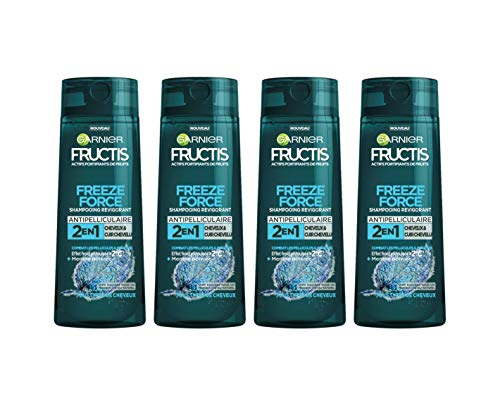 Garnier Fructis Freeze Force Champú 2 en 1 Antipelliculaar, menta pimienta para hombre, cabellos y cuero cabelludo, 250 ml, lote de 4