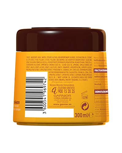 Garnier Fructis Nutri Repair Butter Mascarilla Fortificante que Nutre y Suaviza, con 3-Glyceride, Manteca de Karité y 3 Aceites - 300 ml